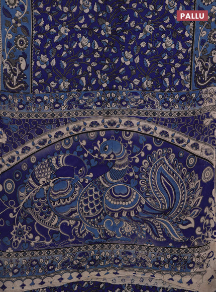 Blue & Pastel Blue Kalamkari Cotton Saree