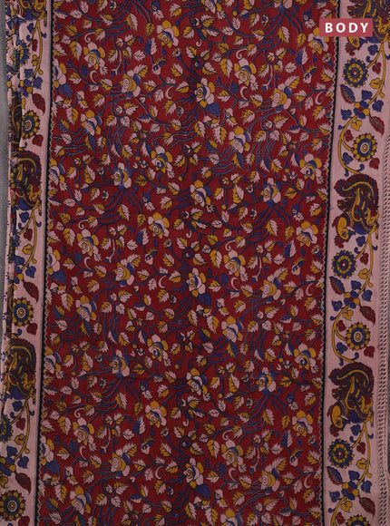 Maroon & Beige Kalamkari Cotton Saree