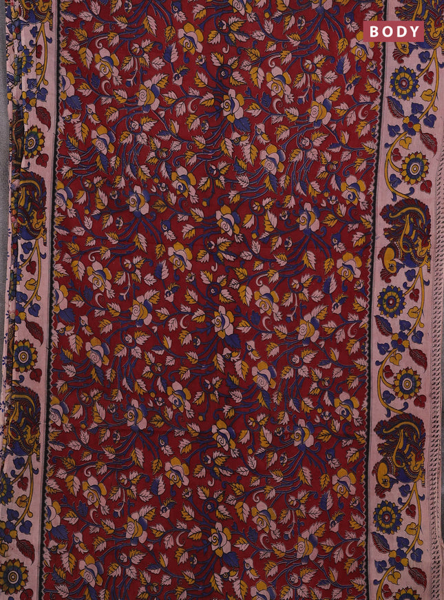Maroon & Beige Kalamkari Cotton Saree