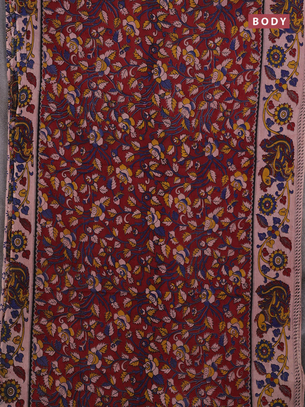 Maroon & Beige Kalamkari Cotton Saree