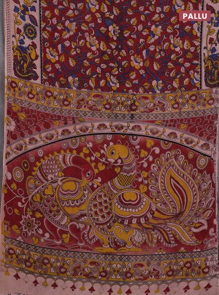Maroon & Beige Kalamkari Cotton Saree