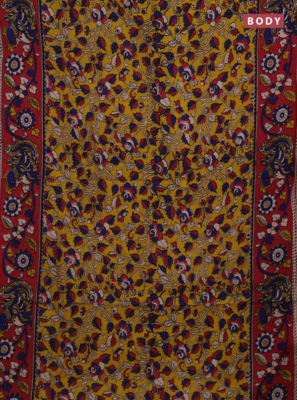 Yellow & Red Kalamkari Cotton Saree