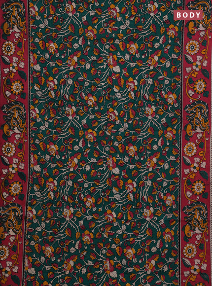 Teal Green & Pink Kalamkari Cotton Saree