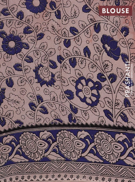 Maroon & Blue Kalamkari Cotton Saree