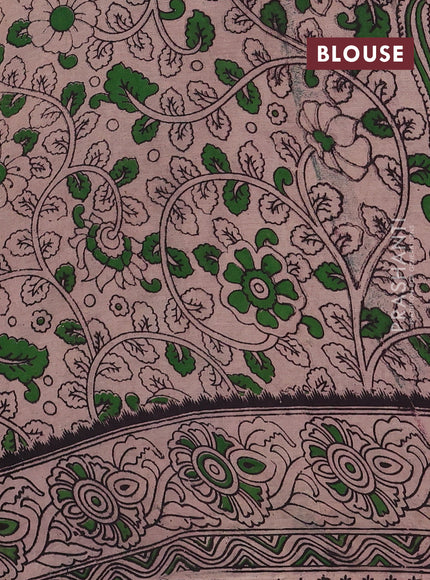 Peacock Green & Pink Kalamkari Cotton Saree