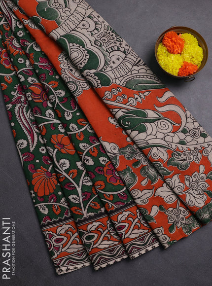 Green & Orange Kalamkari Cotton Saree