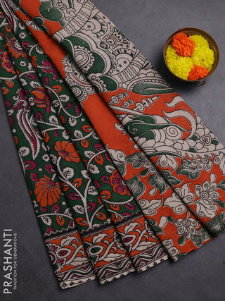 Green & Orange Kalamkari Cotton Saree
