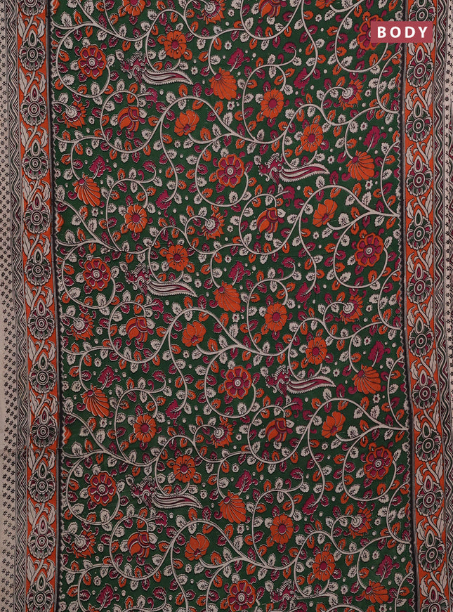 Green & Orange Kalamkari Cotton Saree