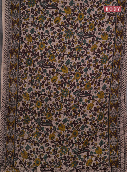 Beige & Mehendi Green Kalamkari Cotton Saree