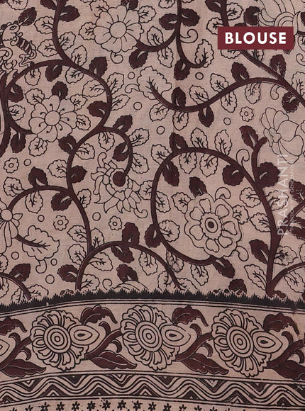 Beige & Mehendi Green Kalamkari Cotton Saree