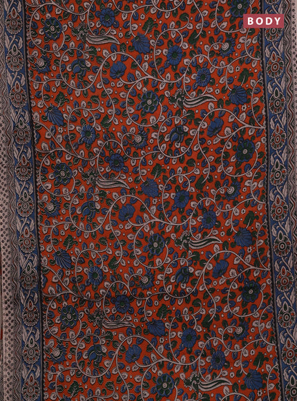 Orange & Blue Kalamkari Cotton Saree
