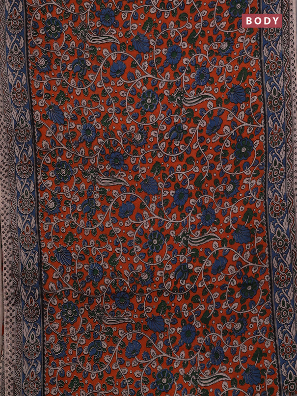 Orange & Blue Kalamkari Cotton Saree