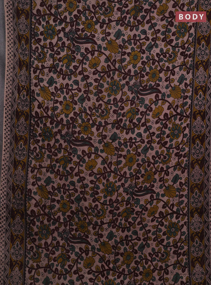Beige & Mehendi Green Kalamkari Cotton Saree