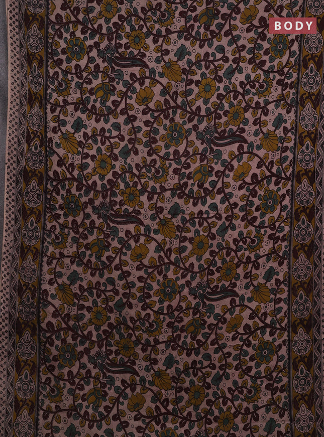 Beige & Mehendi Green Kalamkari Cotton Saree