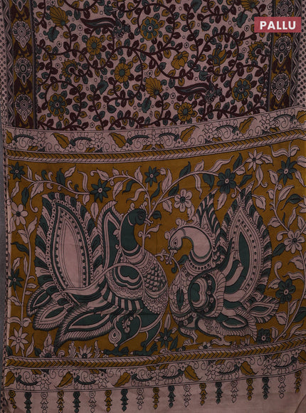 Beige & Mehendi Green Kalamkari Cotton Saree