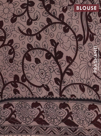 Beige & Mehendi Green Kalamkari Cotton Saree