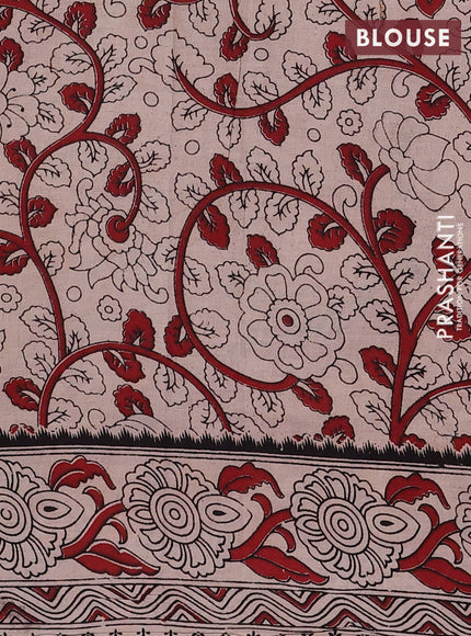 Beige & Blue Kalamkari Cotton Saree