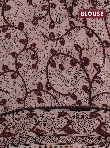 Beige & Blue Kalamkari Cotton Saree