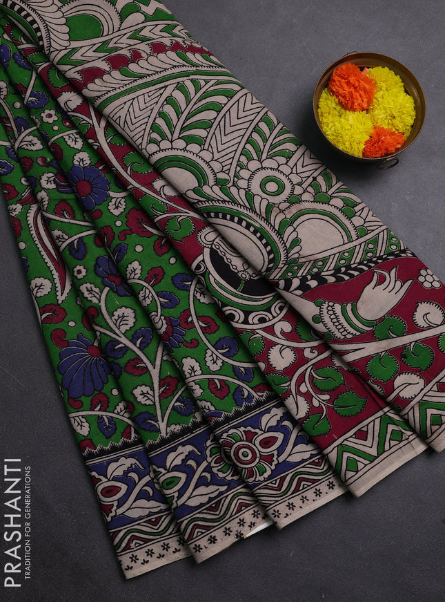 Green & Blue Kalamkari Cotton Saree
