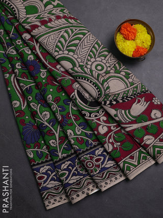 Green & Blue Kalamkari Cotton Saree