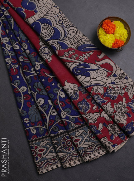 Blue & Grey Kalamkari Cotton Saree