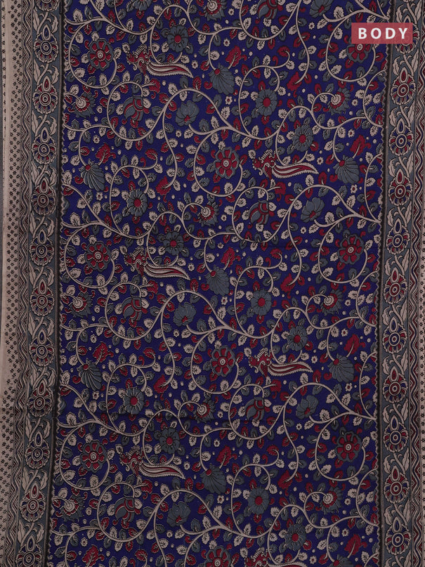 Blue & Grey Kalamkari Cotton Saree