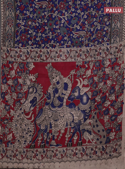 Blue & Grey Kalamkari Cotton Saree