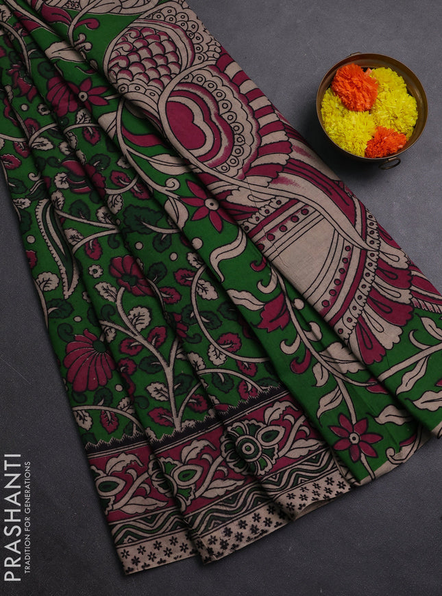 Green & Pink Kalamkari Cotton Saree