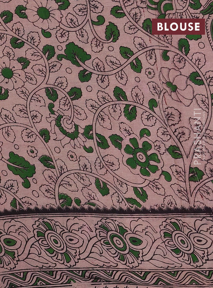 Red & Peacock Green Kalamkari Cotton Saree