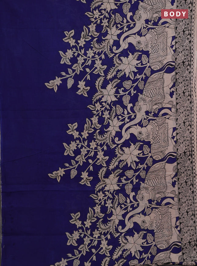 Blue & Black Kalamkari Cotton Saree