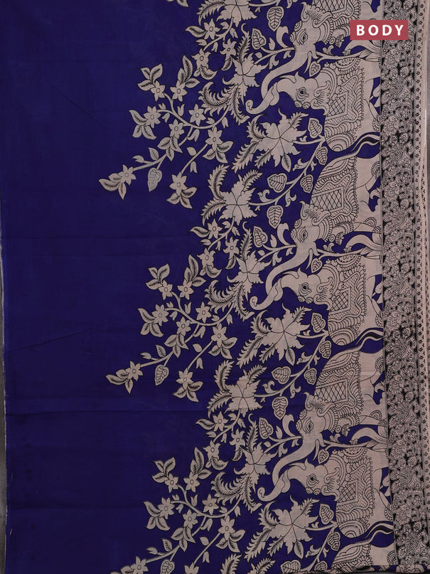 Blue & Black Kalamkari Cotton Saree