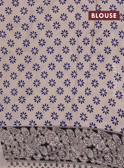 Blue & Black Kalamkari Cotton Saree