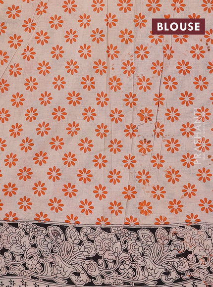 Orange & Beige Kalamkari Cotton Saree