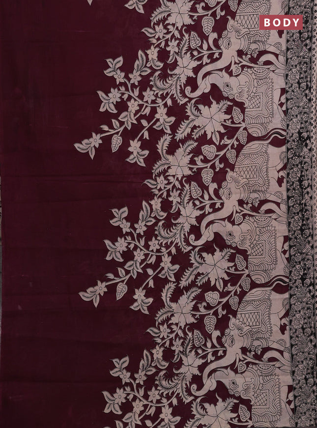Wine & Beige Kalamkari Cotton Saree