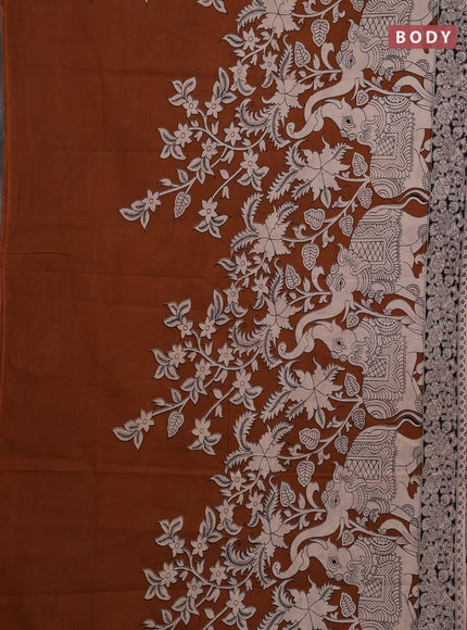 Brown & Beige Kalamkari Cotton Saree