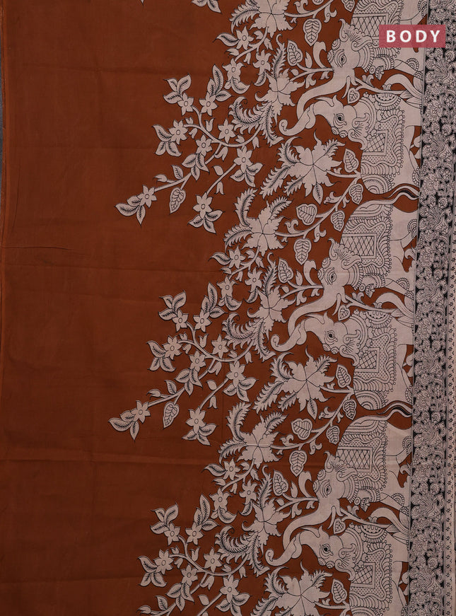 Brown & Beige Kalamkari Cotton Saree