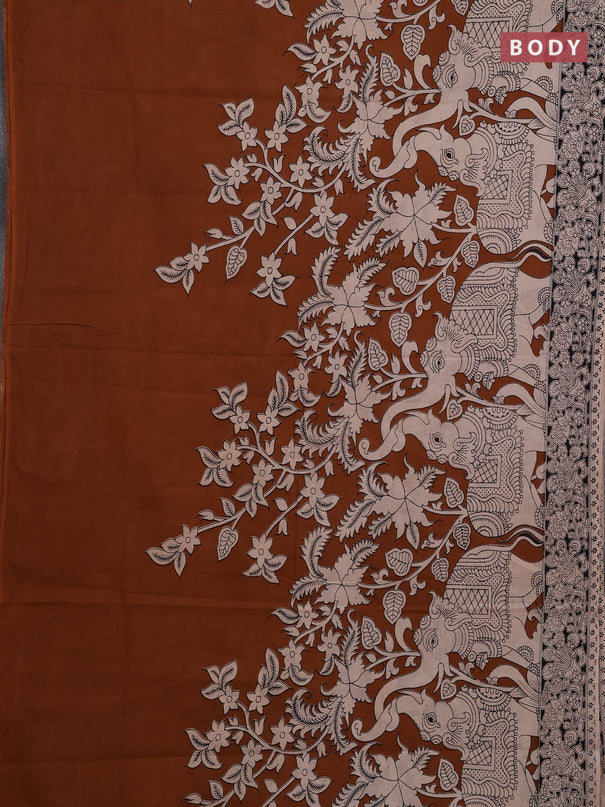 Brown & Beige Kalamkari Cotton Saree