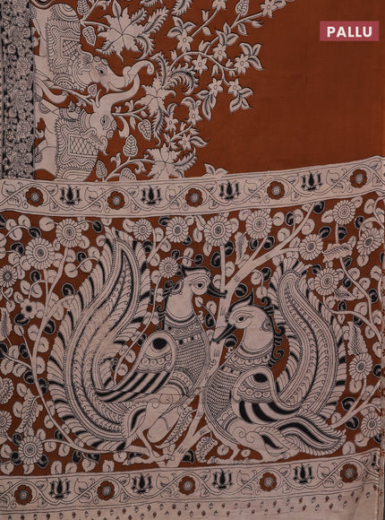 Brown & Beige Kalamkari Cotton Saree