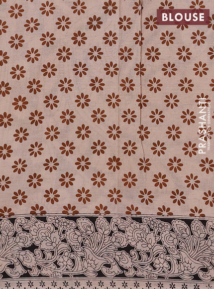 Brown & Beige Kalamkari Cotton Saree