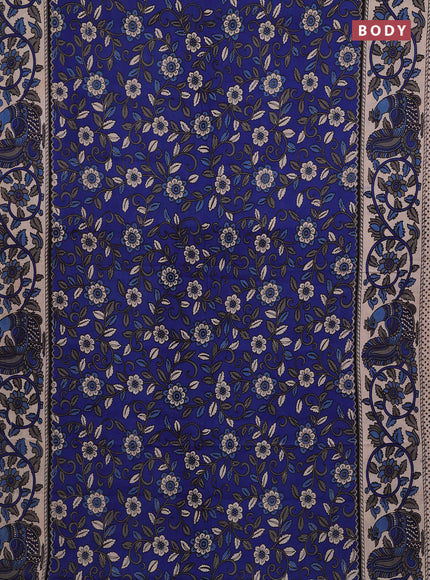Blue & Beige Kalamkari Cotton Saree