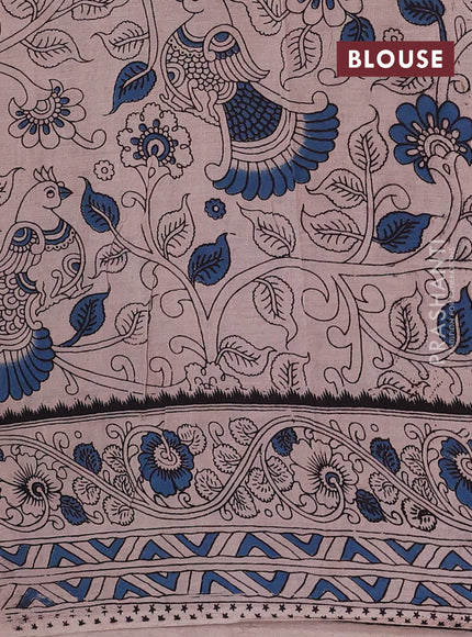 Coffee Brown & Mustard Yellow Kalamkari Cotton Saree