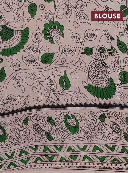 Mustard Yellow & Magenta Pink Kalamkari Cotton Saree