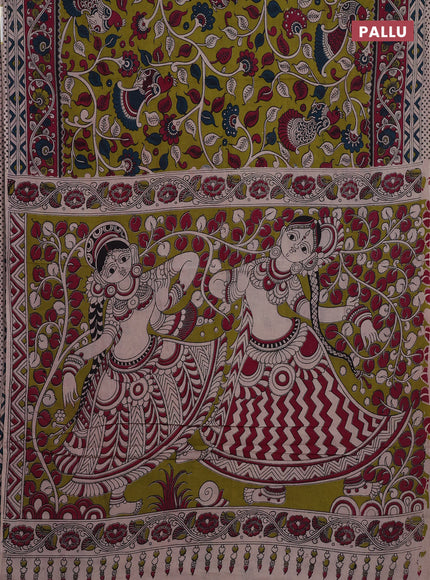 Green & Magenta Pink Kalamkari Cotton Saree