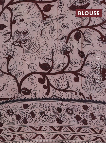 Beige & Mustard Yellow Kalamkari Cotton Saree