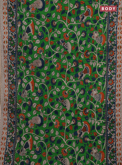 Green & Peacock Green Kalamkari Cotton Saree