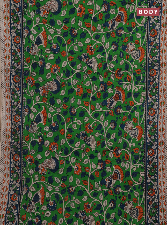 Green & Peacock Green Kalamkari Cotton Saree