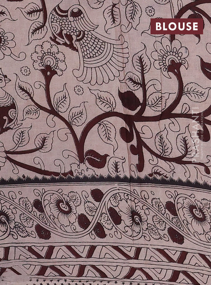 Beige & Mustard Yellow Kalamkari Cotton Saree