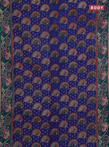Blue & Teal Green Kalamkari Cotton Saree