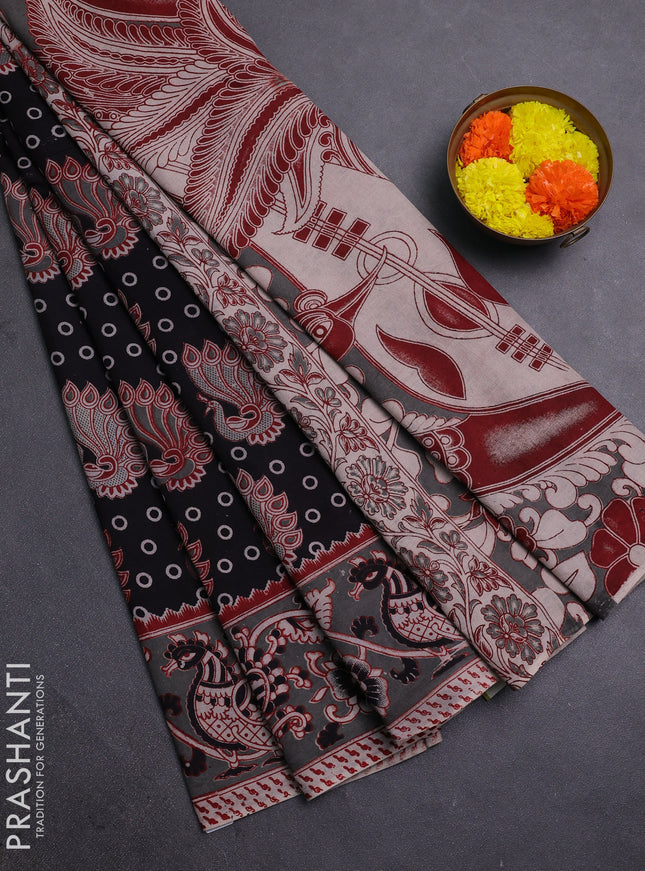 Black & Grey Kalamkari Cotton Saree