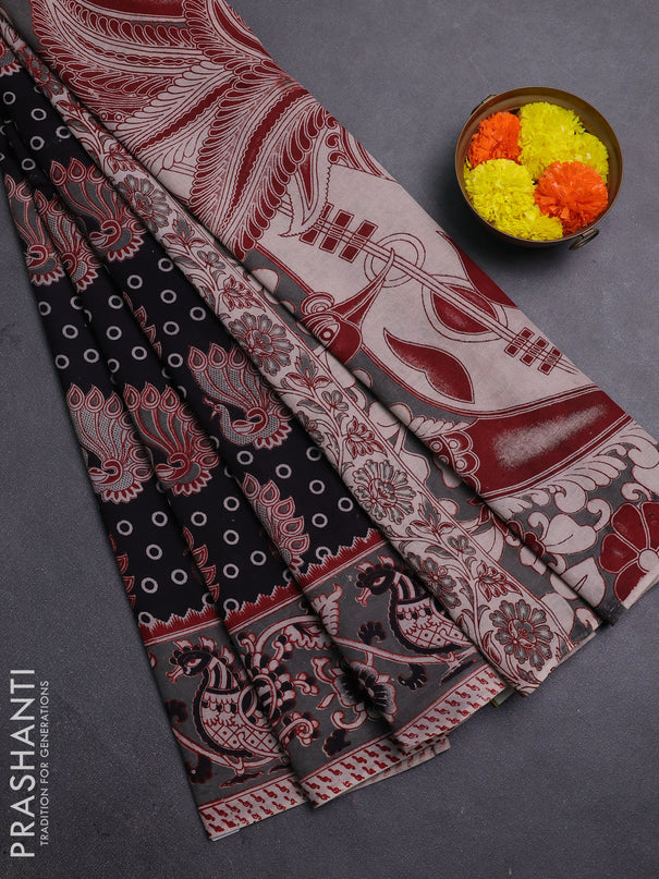 Black & Grey Kalamkari Cotton Saree